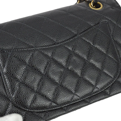 Chanel 2001-2003 Black Caviar Small Classic Double Flap Shoulder Bag