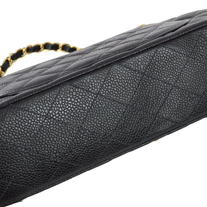 Chanel 2001-2003 Black Caviar Small Classic Double Flap Shoulder Bag