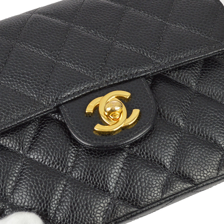 Chanel 2000-2001 Black Caviar Mini Classic Square Flap Shoulder Bag 17