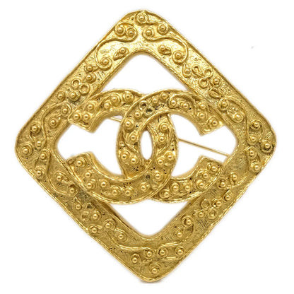 Chanel Rhombus Brooch Pin Gold 94A