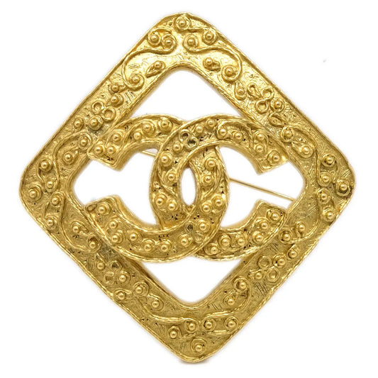 Chanel Rhombus Brooch Pin Gold 94A