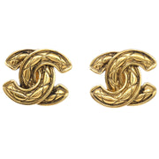 Chanel Quilted Earrings Clip-On Gold 2459