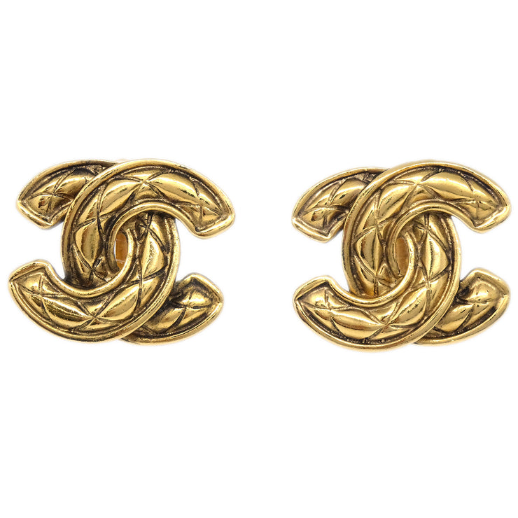 Chanel Quilted Earrings Clip-On Gold 2459