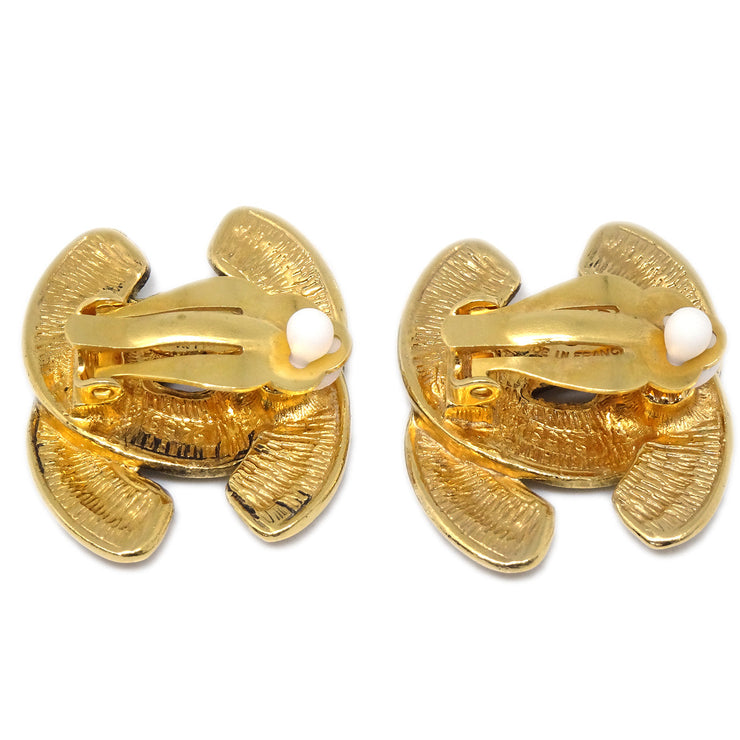 Chanel Quilted Earrings Clip-On Gold 2459