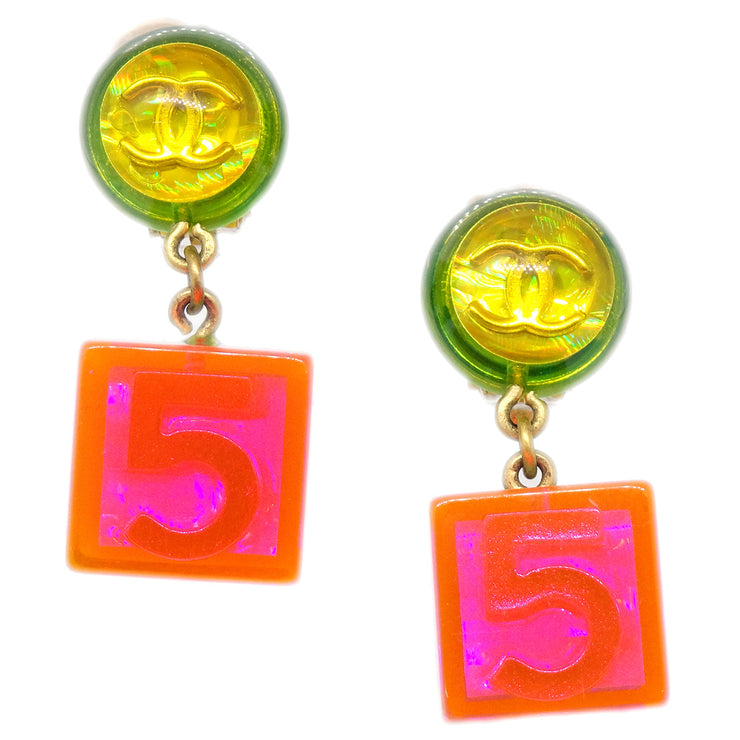 Chanel Lucite Earrings Clip-On Multicolor
