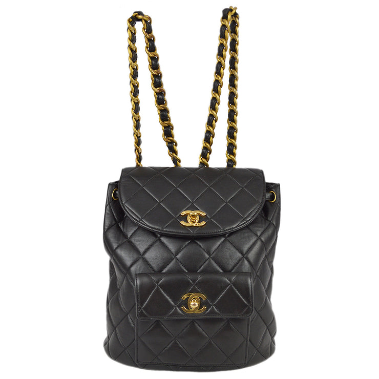 Chanel Black Lambskin Large Duma Backpack