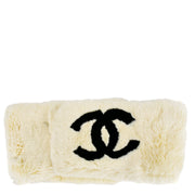 Chanel Fur Shawl Muffler Stole White Small Good