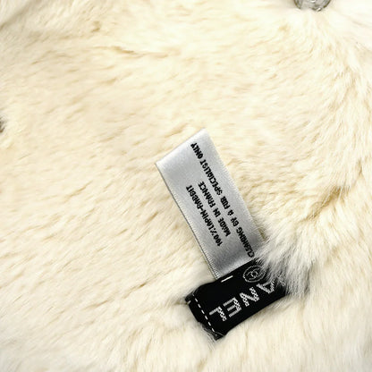 Chanel Fur Shawl Muffler Stole White