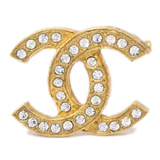 Chanel CC Rhinestone Brooch Pin Gold