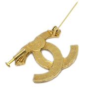 Chanel CC Rhinestone Brooch Pin Gold