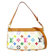 Louis Vuitton 2003 White Multicolor Pochette Accessoires 2way Shoulder Handbag M92649