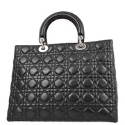 Christian Dior 2004 Black Lambskin Lady Dior Cannage 2way Handbag