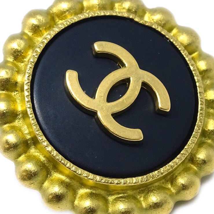 Chanel 1995 Gold & Black 'CC' Button Earrings