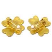 Chanel Clover Earrings Clip-On Gold 95P