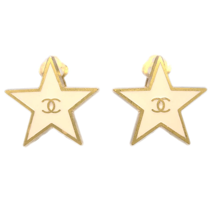 Chanel Star Earrings Clip-On White 01P