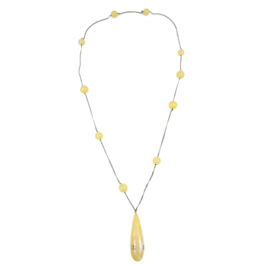 Chanel Artificial Pearl Silver Chain Necklace White 99P