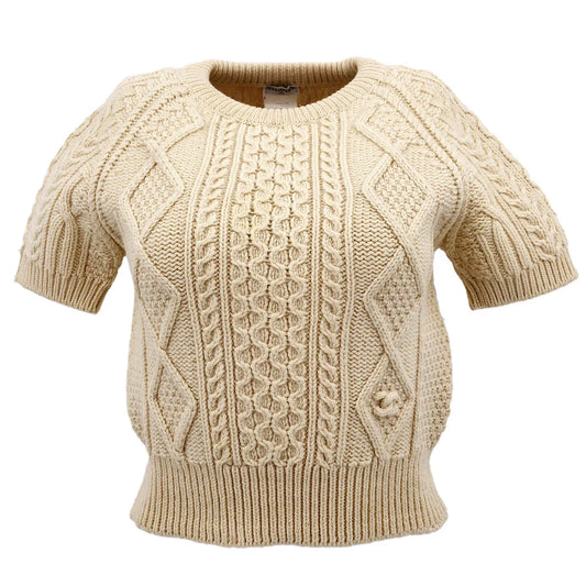 Chanel Fall 1996 Wool Fisherman Knit Short Sleeve Jumper #38