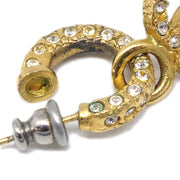 Chanel Dangle Pierced Earrings Rhinestone Gold 01P