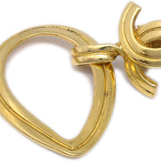 Chanel Dangle Hoop Earrings Gold Clip-On 96P