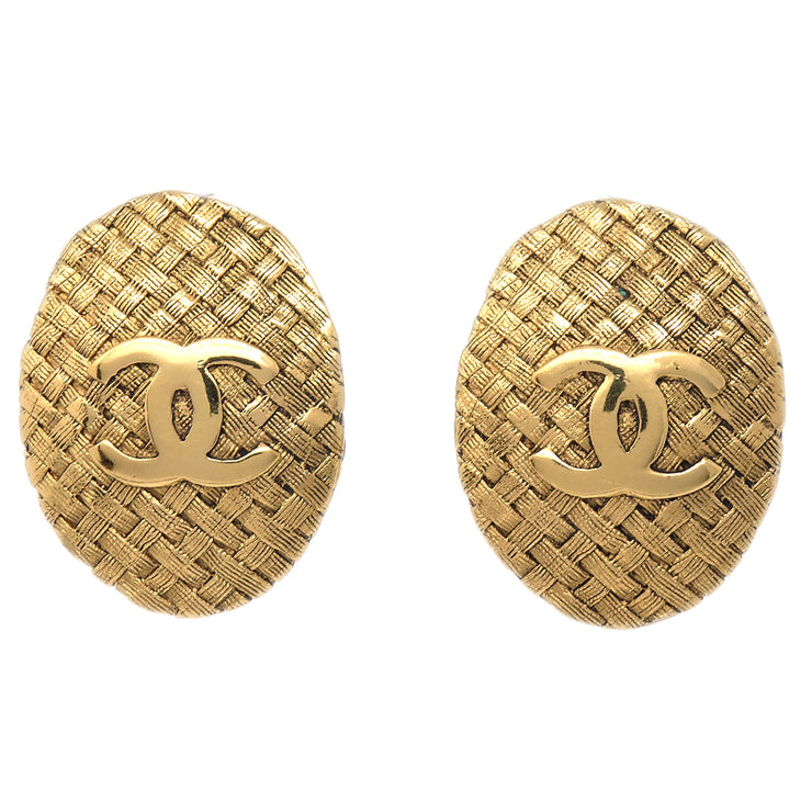 Chanel Oval Earrings Clip-On Gold 2904/29