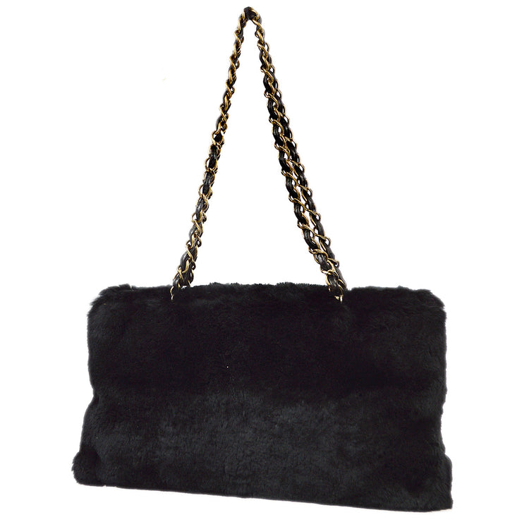 Chanel 2000-2001 Black Fur Tote Handbag