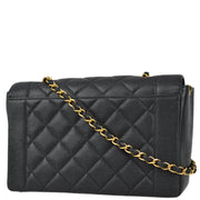 Chanel 1997-1999 Black Caviar Medium Tall Diana Shoulder Bag