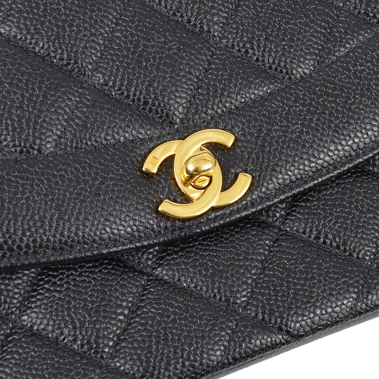 Chanel 1997-1999 Black Caviar Medium Tall Diana Shoulder Bag