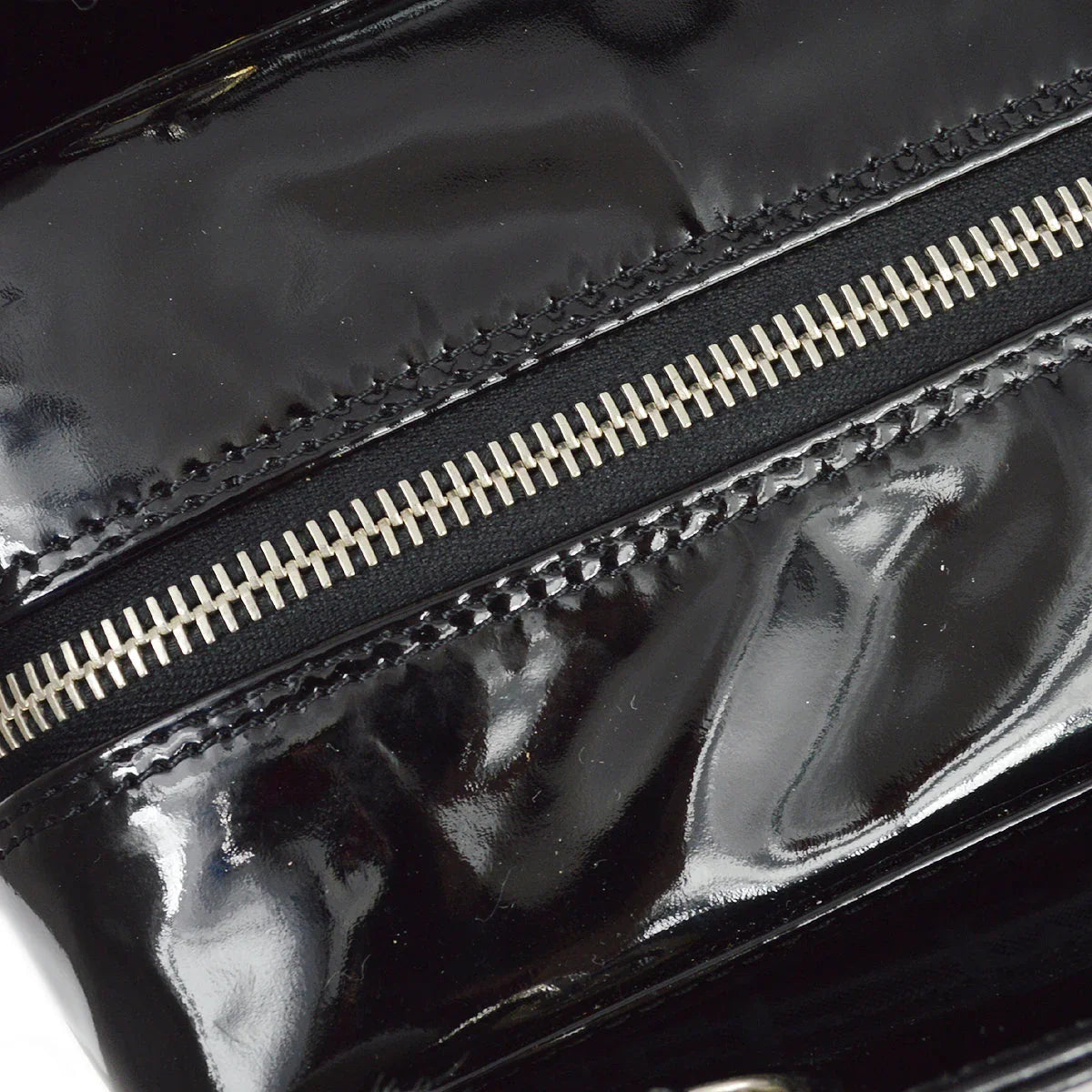 Chanel * 2001-2003 Black Patent Choco Bar Chain Tote Handbag