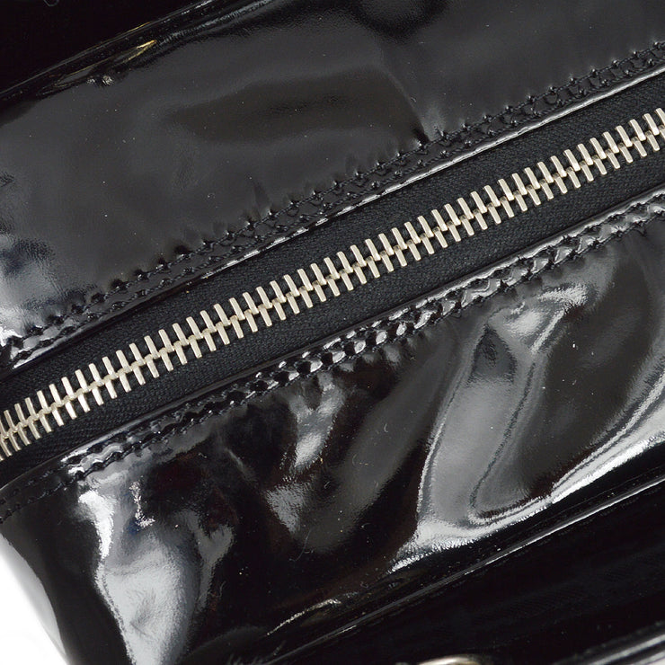 Chanel * Black Patent Choco Bar Chain Tote Handbag