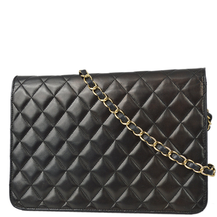 Chanel 2008-2009 Black Lambskin Turnlock Medium Half Flap Shoulder Bag