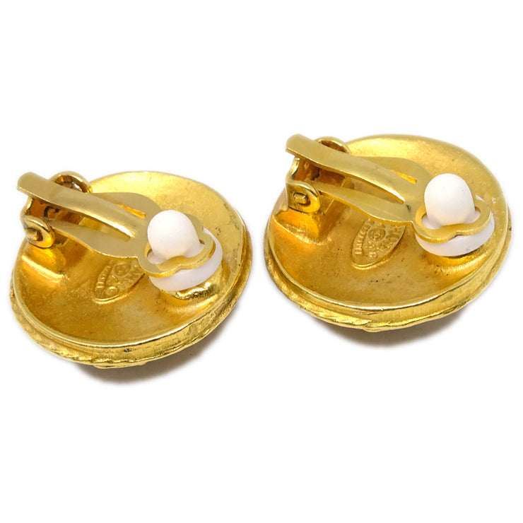 Chanel Button Earrings Clip-On Gold 94A