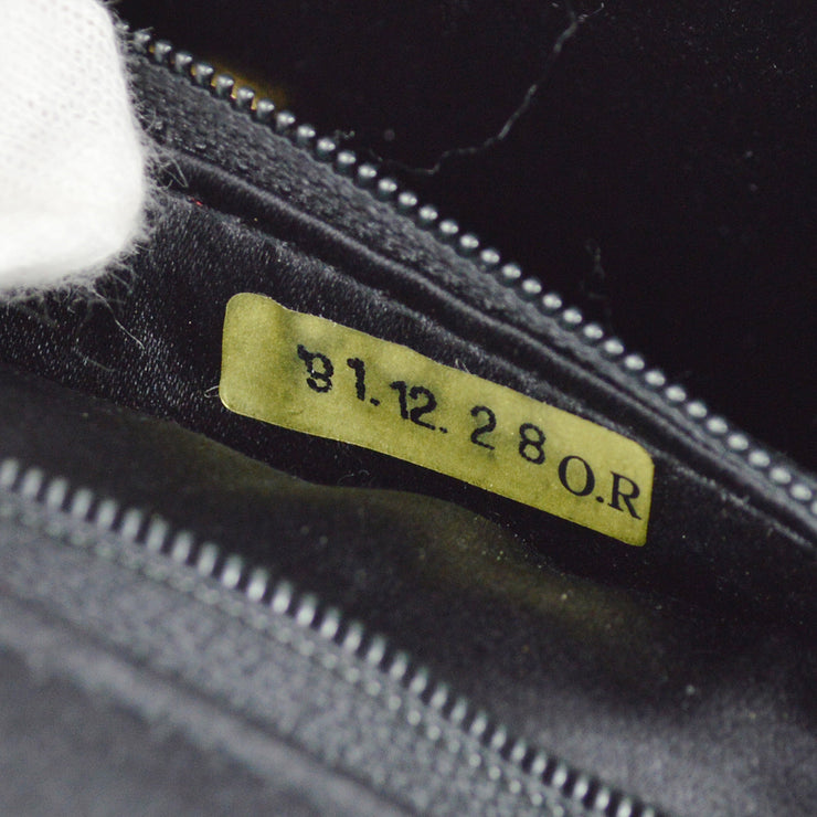 Chanel 1989-1991 Black Satin Mini Border Flap Shoulder Bag