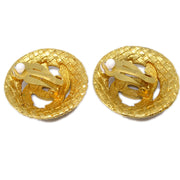 Chanel Button Quilted Earrings Gold Clip-On 2889/29