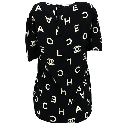 Chanel Spring 1997 Short Sleeve Shirt Blouse Top Black #38