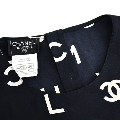 Chanel Spring 1997 Short Sleeve Shirt Blouse Top Black #38