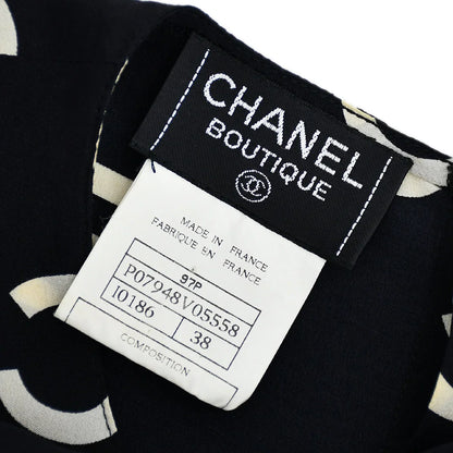 Chanel Spring 1997 Short Sleeve Shirt Blouse Top Black #38