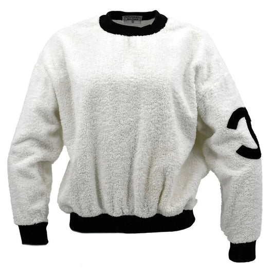Chanel Terry Cloth Sweatshirt White Black