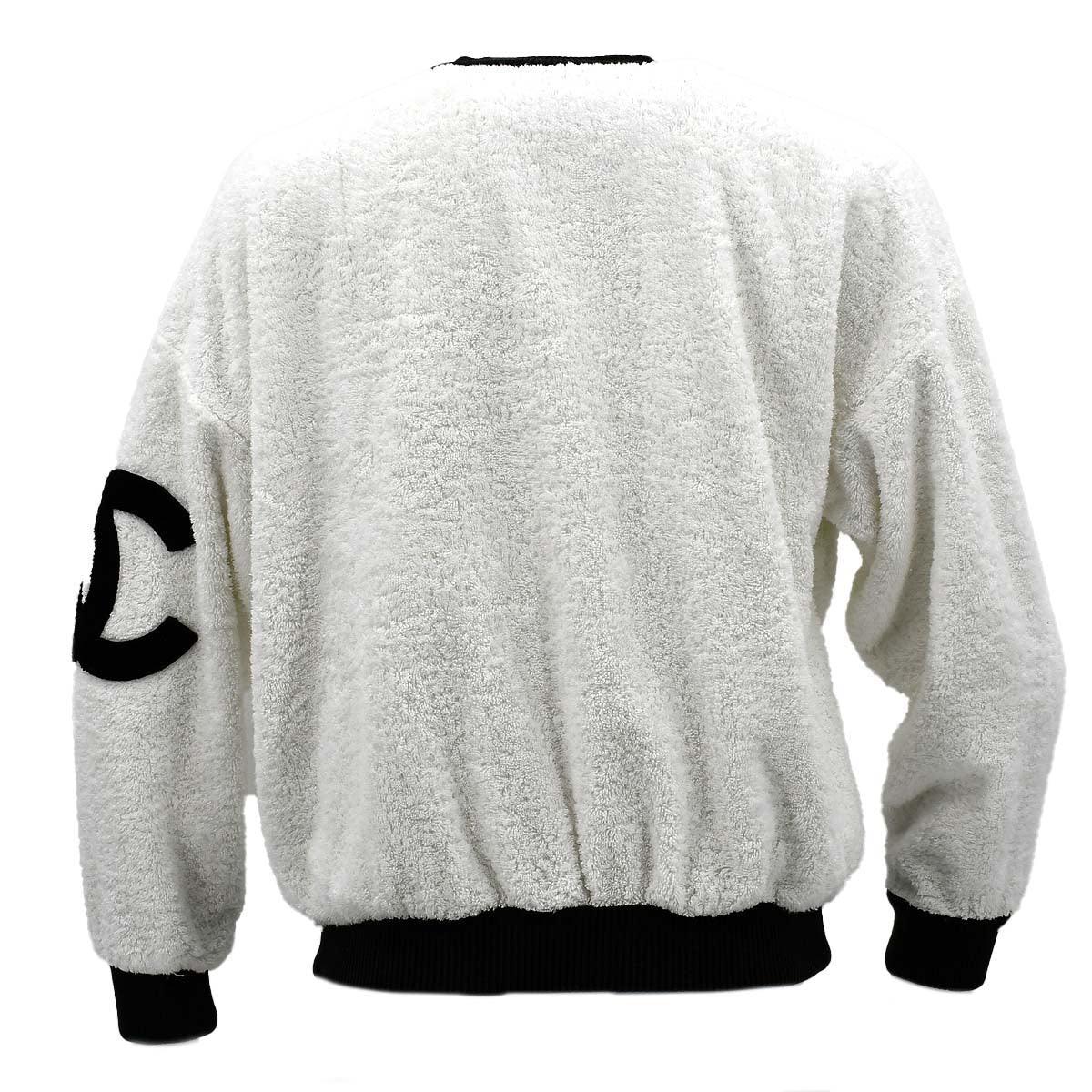 Chanel Terry Cloth Sweatshirt White Black