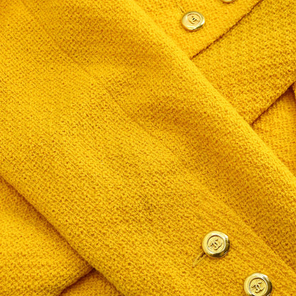 Chanel Double Breasted Collarless Jacket Yellow 17 #38