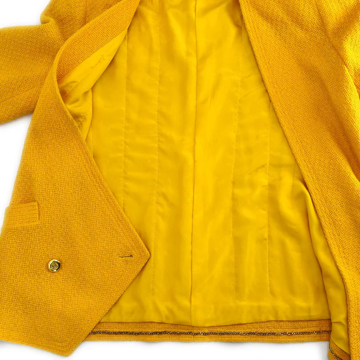 Chanel Double Breasted Collarless Jacket Yellow 17 #38