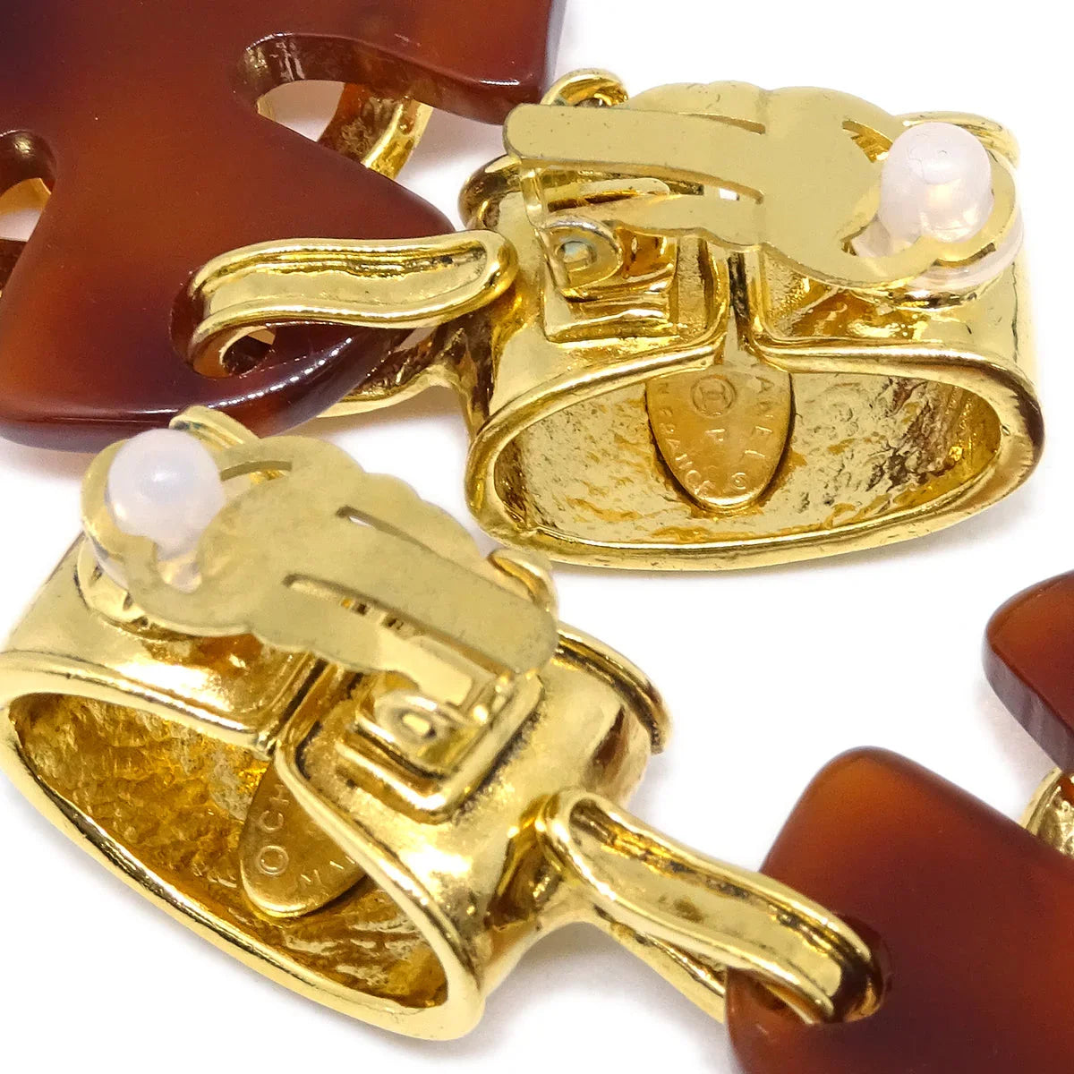 Chanel 1994 Faux Tortoiseshell CC Dangle Earrings