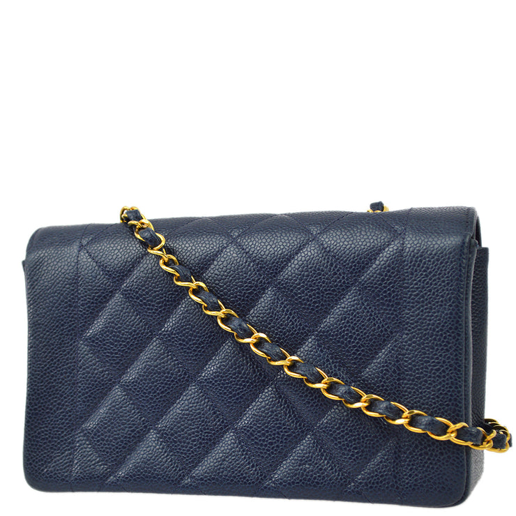 Chanel 1994-1996 Navy Caviar Small Diana Shoulder Bag