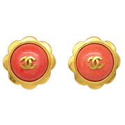 Chanel Stone Earrings Clip-On Pink 97P
