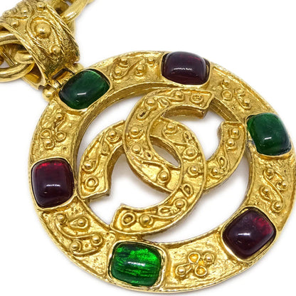 Chanel Gripoix Gold Chain Pendant Necklace 94A