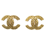 Chanel CC Quilted Earrings Clip-On Gold 2913