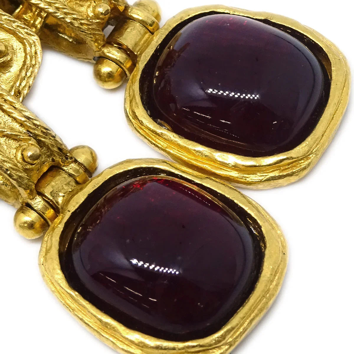 Chanel Filigree Gripoix Dangle Earrings Clip-On Gold 94A