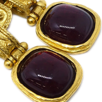 Chanel Filigree Gripoix Dangle Earrings Clip-On Gold 94A