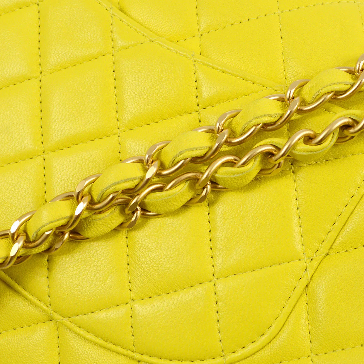 Chanel * 2000-2001 Yellow Lambskin Medium Classic Double Flap Bag