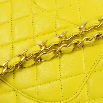 Chanel * 2000-2001 Yellow Lambskin Medium Classic Double Flap Bag