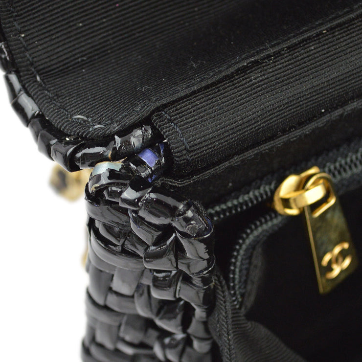 Chanel * 2000-2001 Black Rattan Mini Classic Square Flap Bag 17
